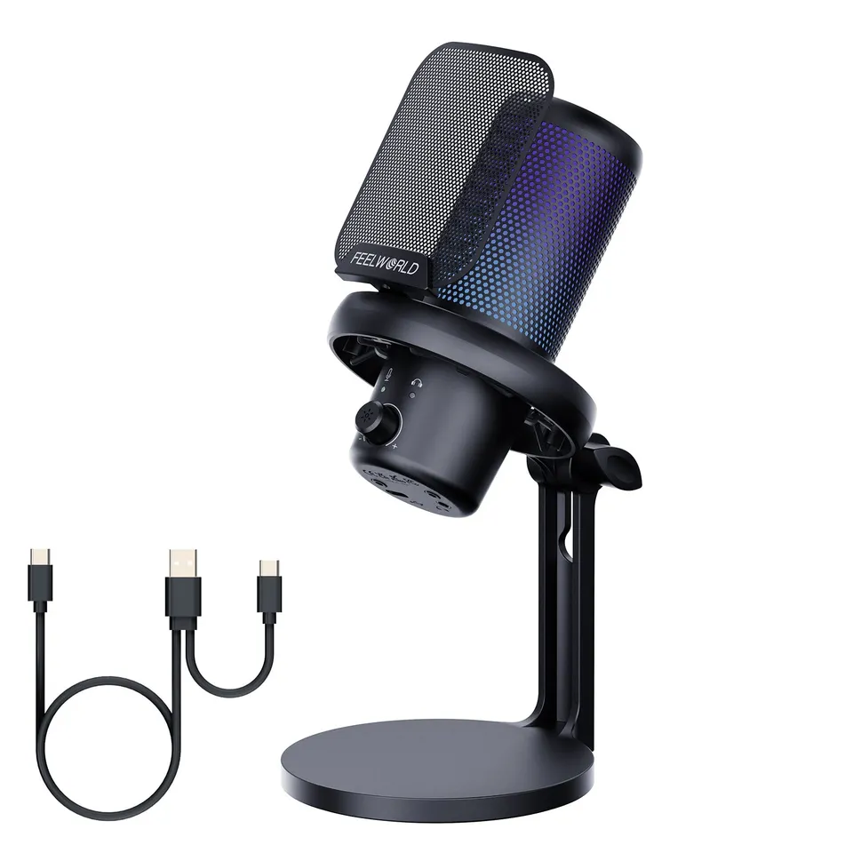 Feelworld VM1 Microfono USB Nero Condensatore PC Streaming