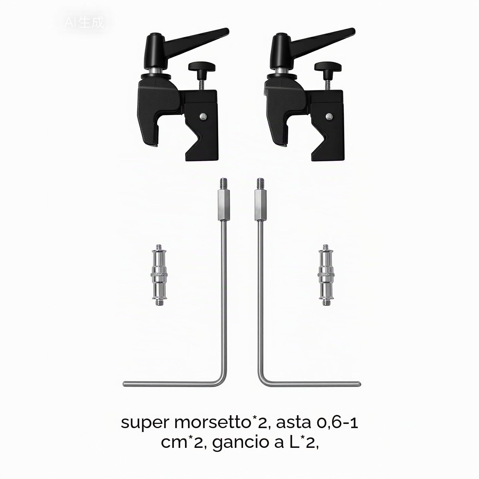 DigitalFoto CART 2 Ganci a L Inox con Super Morsetto