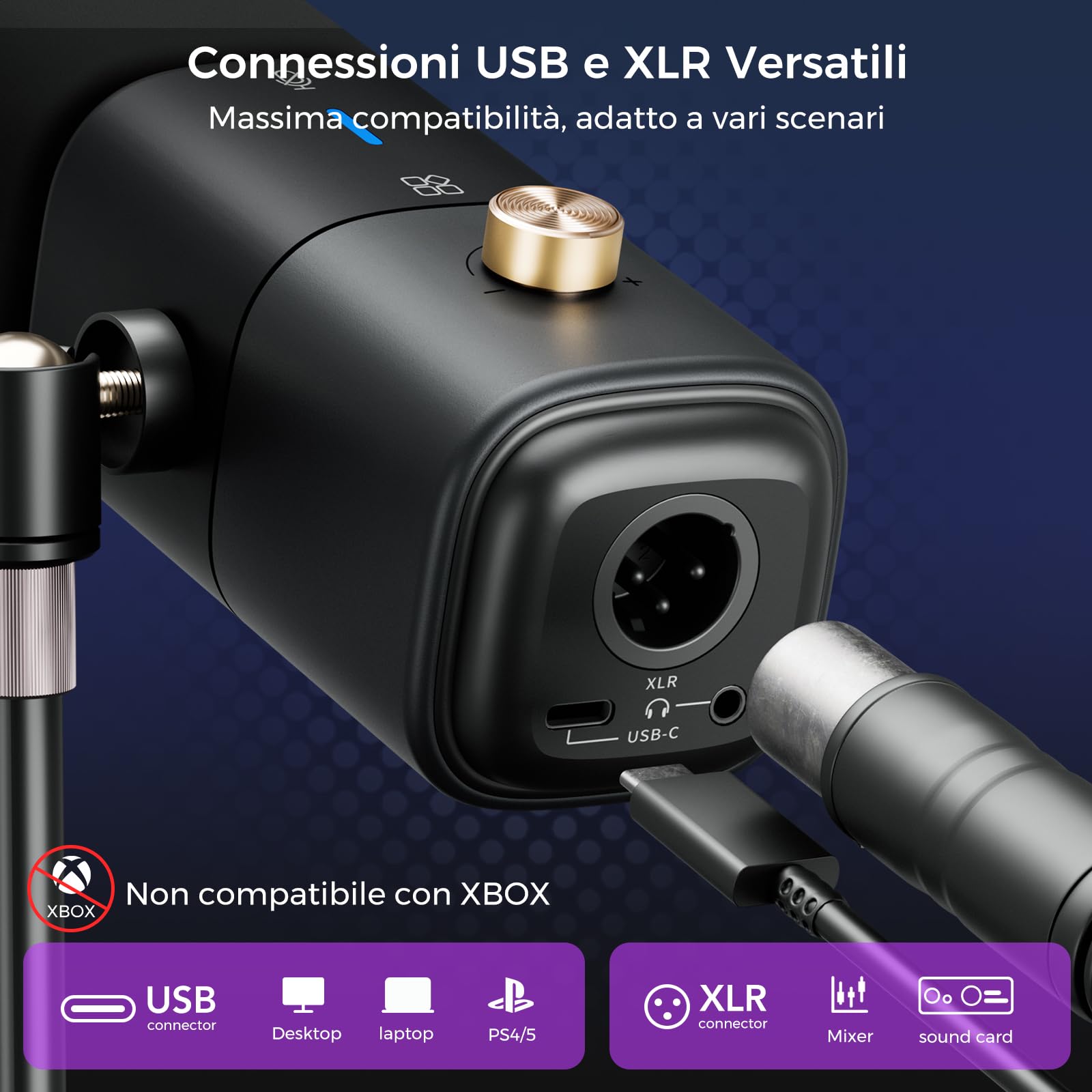 NearStream AM15X microfono dinamico USB XLR da tavolo
