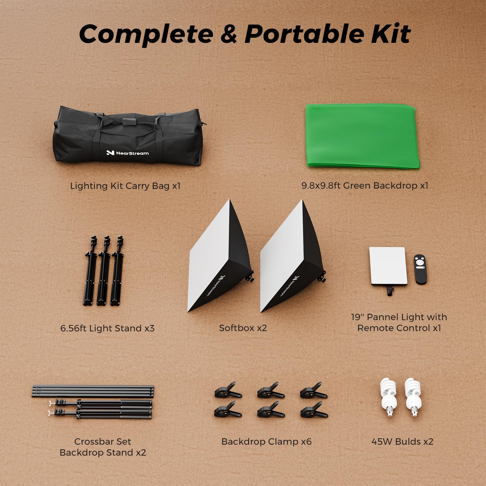 NearStream VK40 kit studio green screen softbox LED