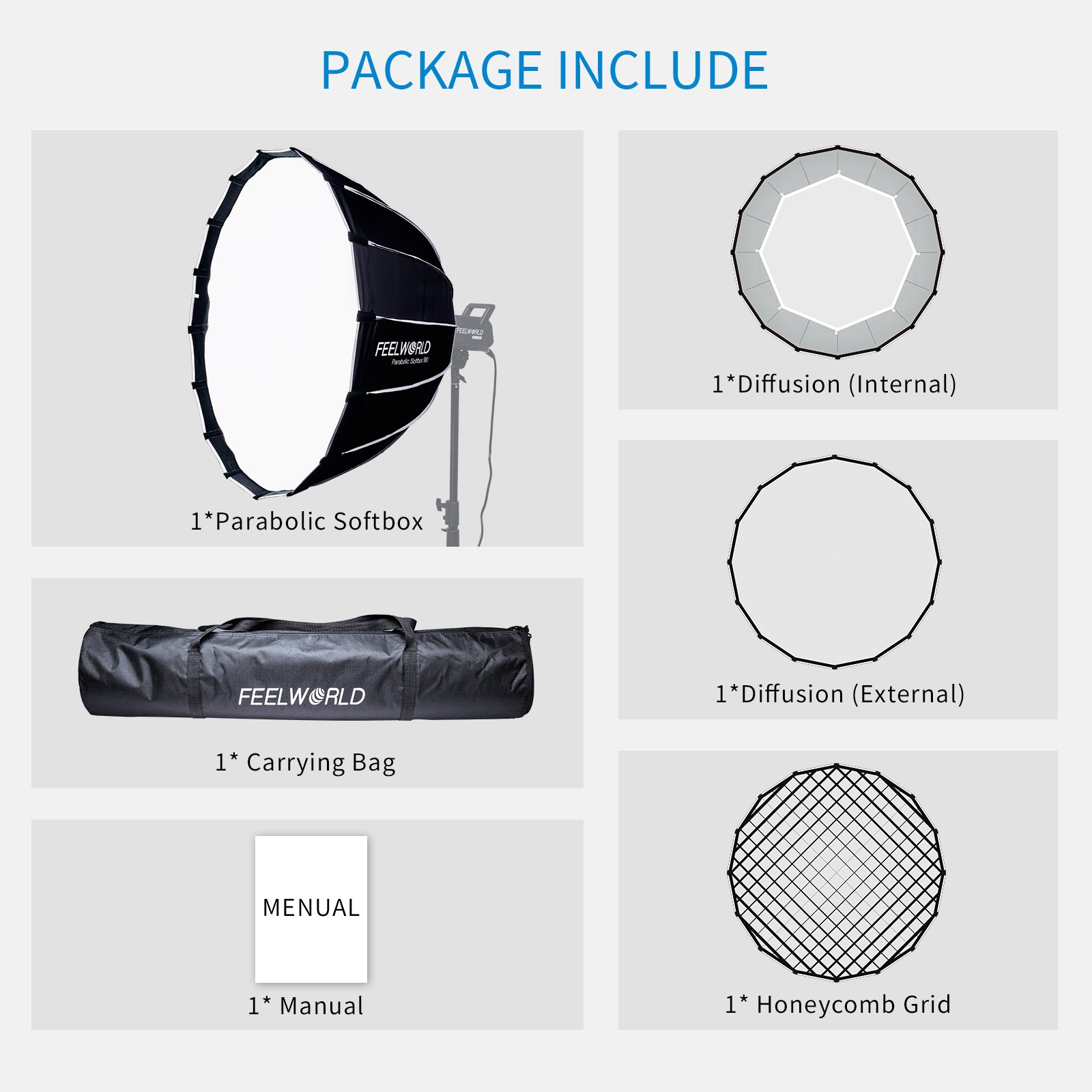 Feelworld FSP90 Softbox Parabolico 90cm Bowens Luce Video