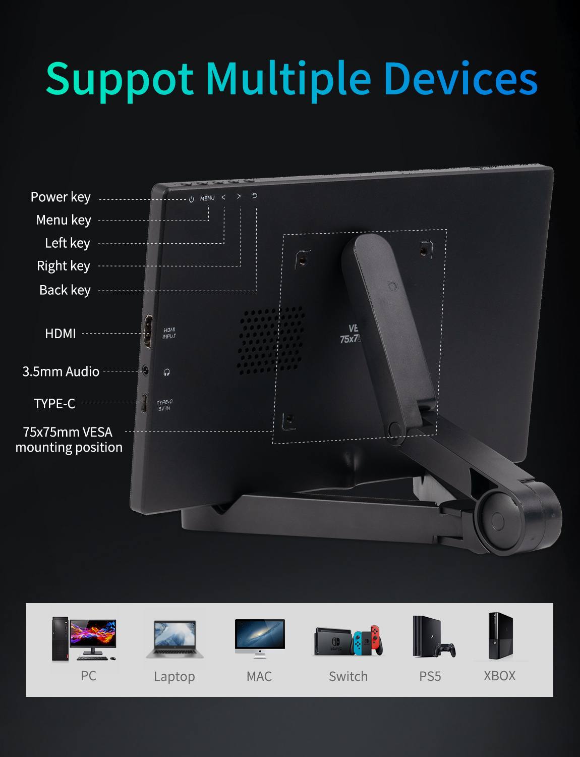 Feelworld D10 Monitor Portatile Touch 10,1 Pollici FHD USB-C HDMI