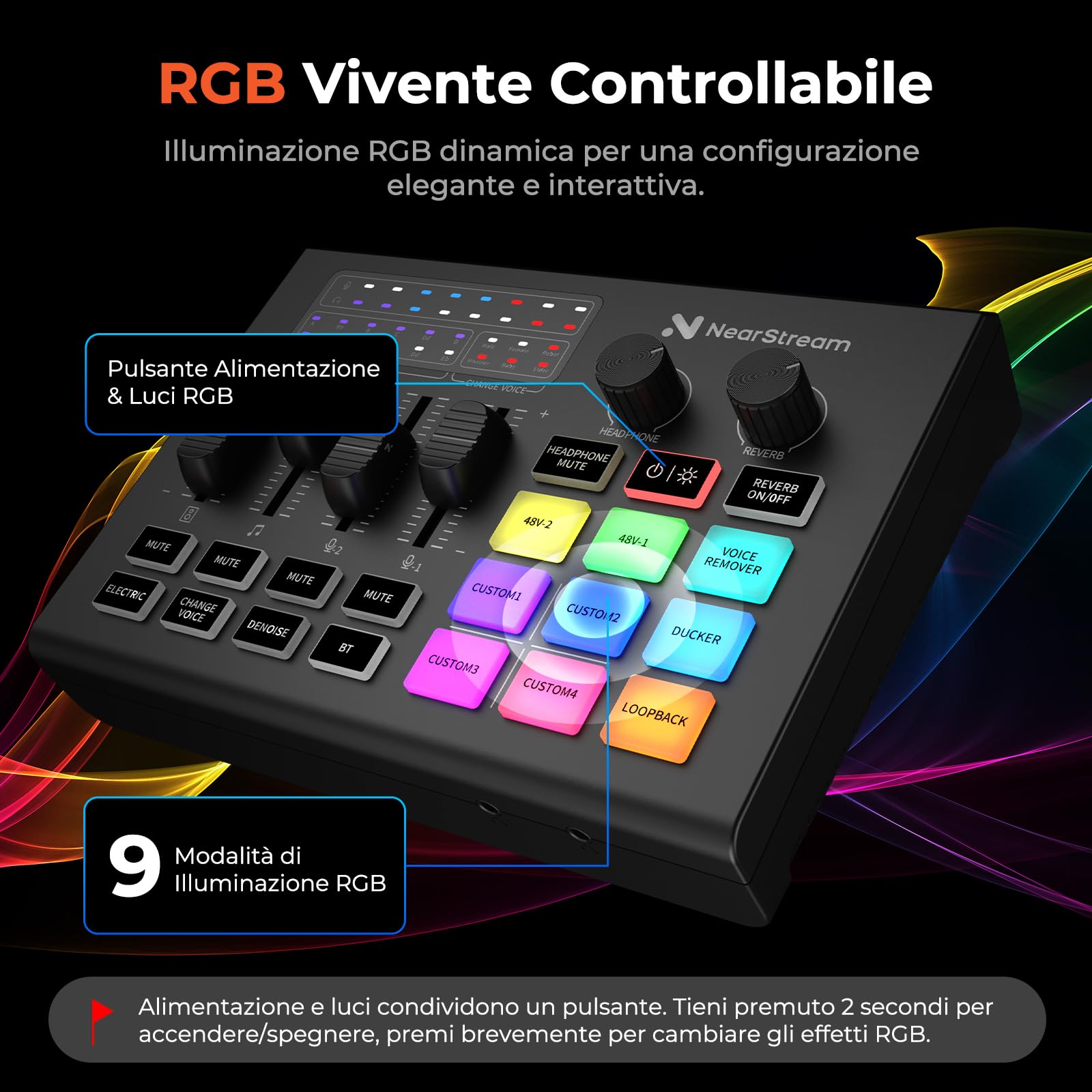 NearStream Audio Mixer AMIX20U interfaccia RGB doppio XLR 48V