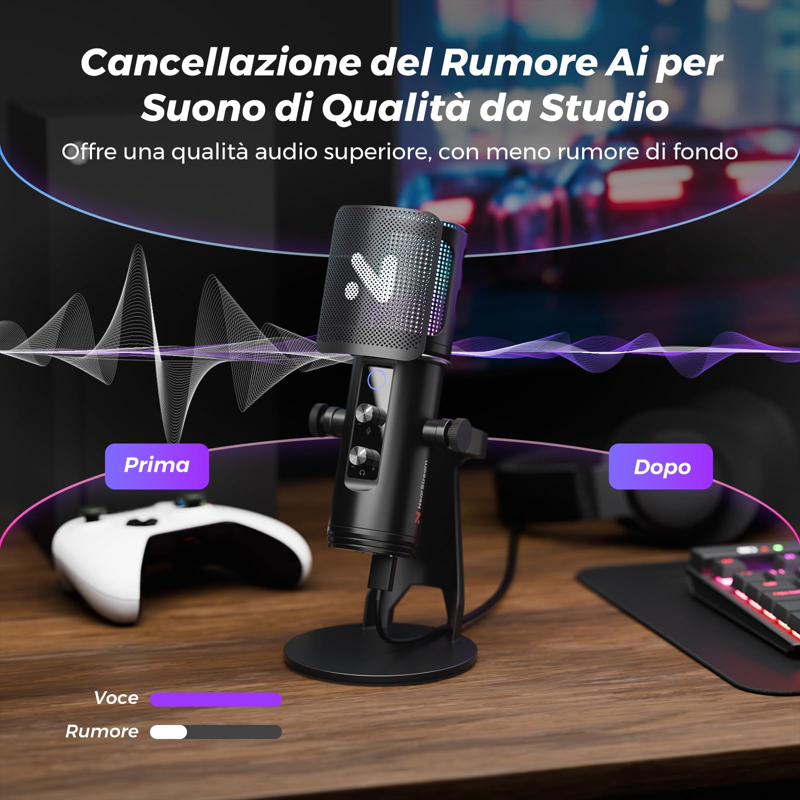 NearStream AM35U Microfono USB Condensatore RGB Streaming