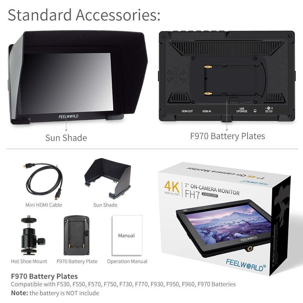 Feelworld FH7 Monitor Camera 7" Full HD HDMI 4K Leggero