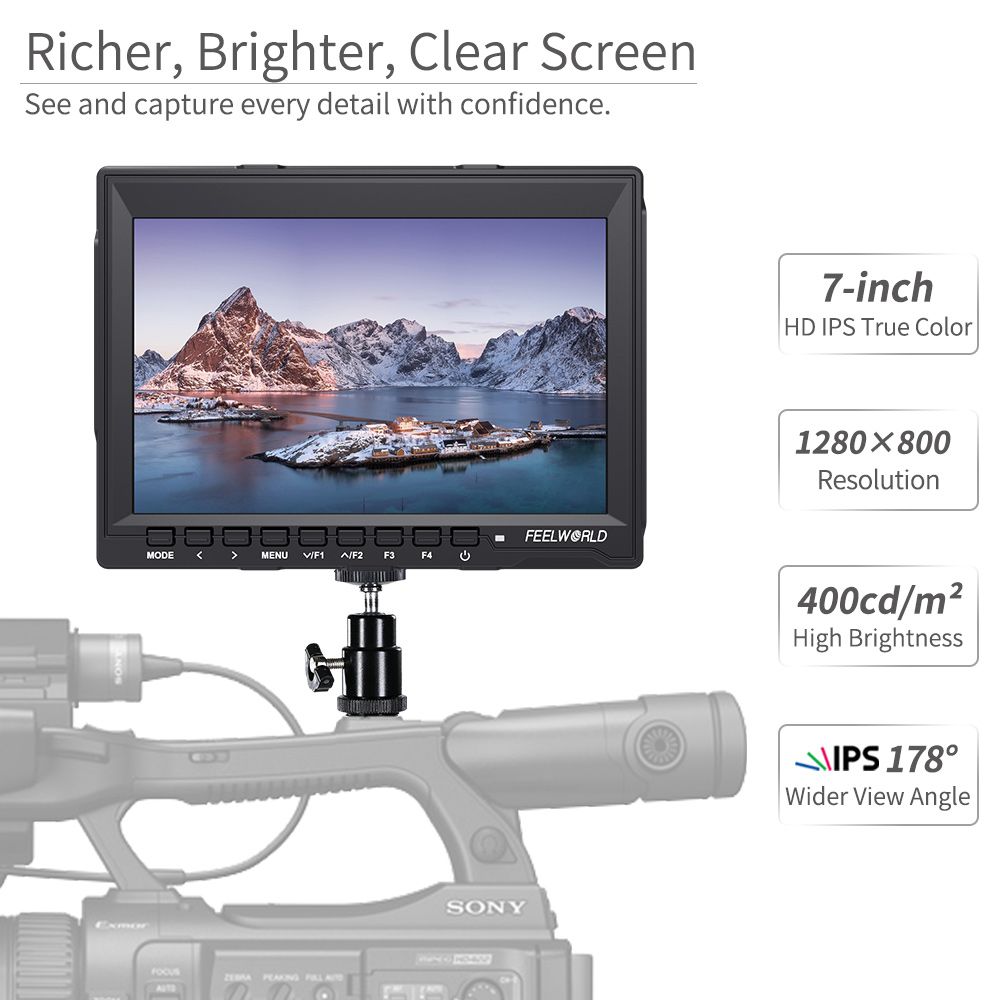 Feelworld FW759 Monitor Camera 7" HDMI 1280x800 con Batteria