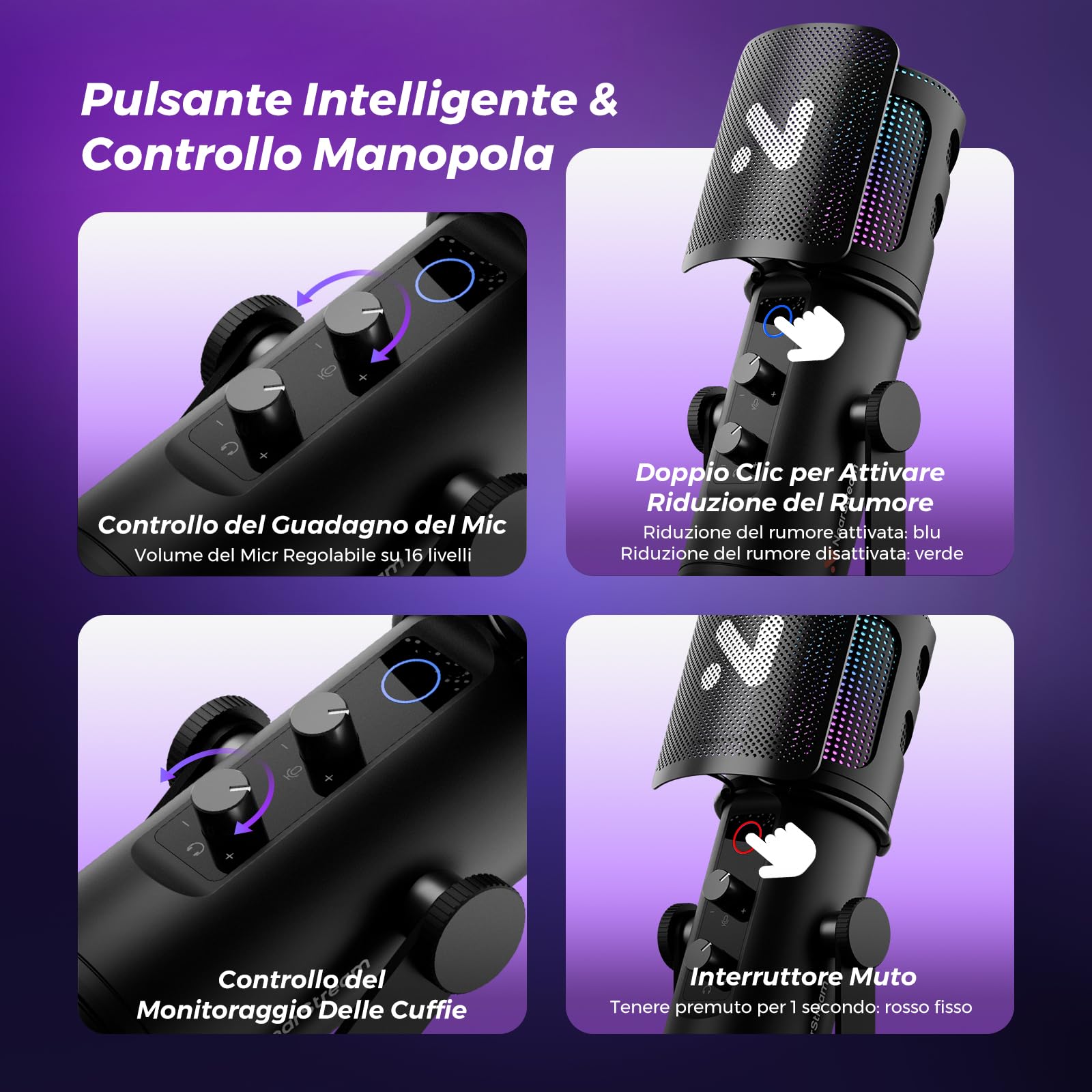NearStream Microphone AM35U microfono USB condensatore RGB braccio