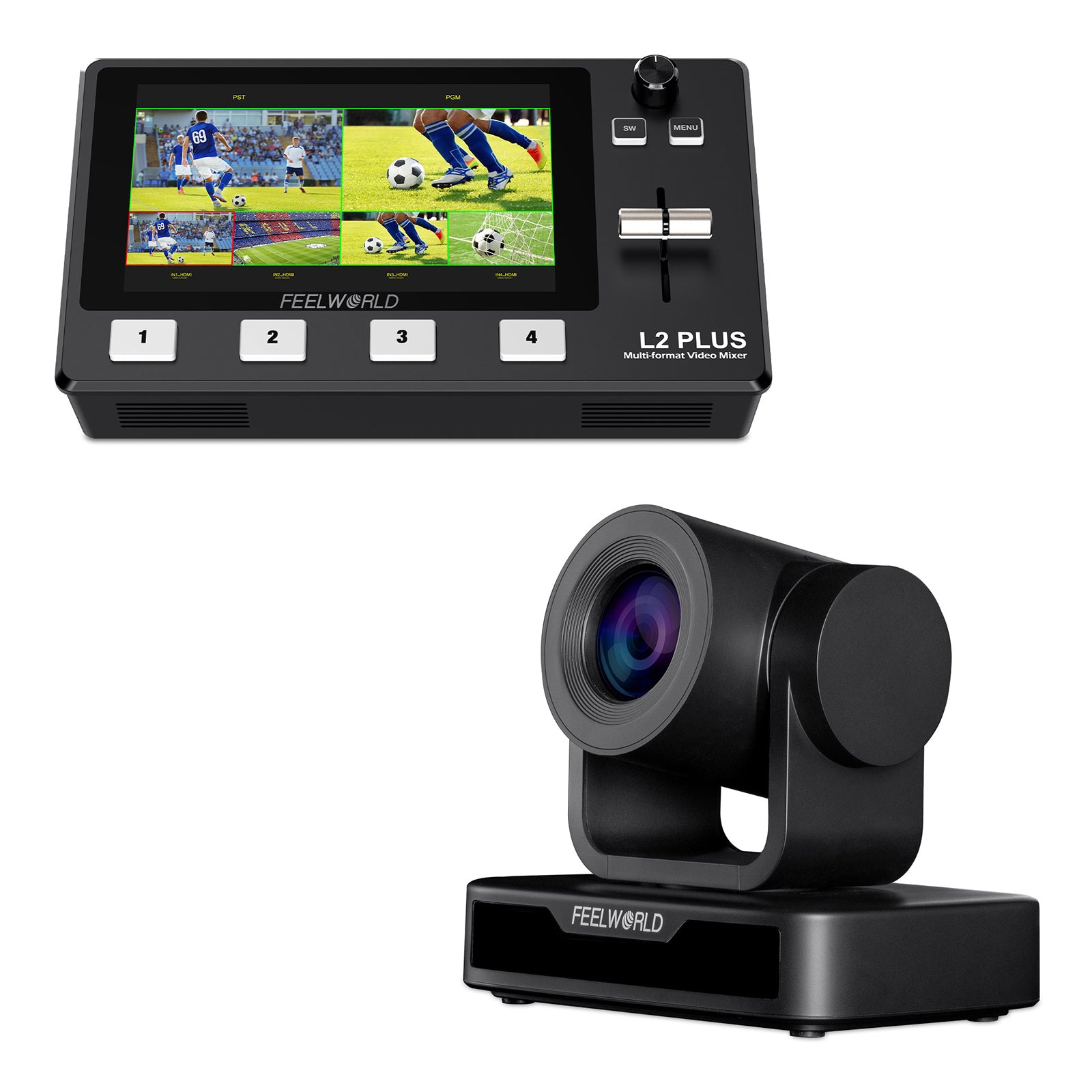 Feelworld L2 Plus Switcher Video + USB10X Camera PTZ Kit