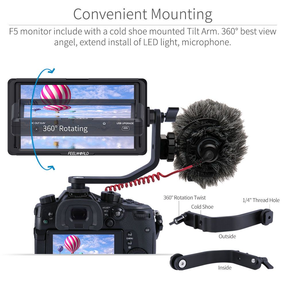 Feelworld F5 Monitor Camera 5 Pollici HDMI Full HD 4K