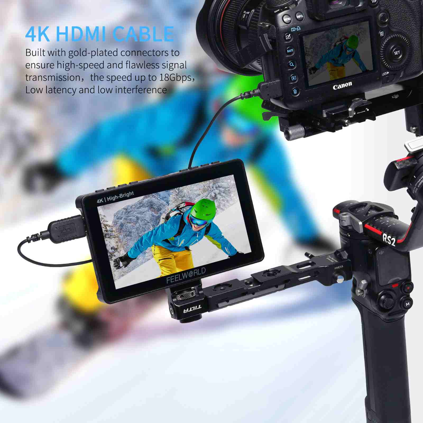Feelworld Accessories Mini HDMI-HDMI 1.5FT Cavo HDMI 4K 60Hz