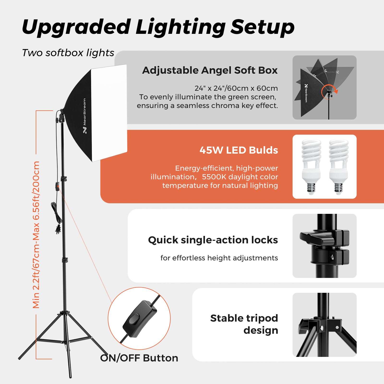 NearStream VK40 kit studio green screen softbox LED