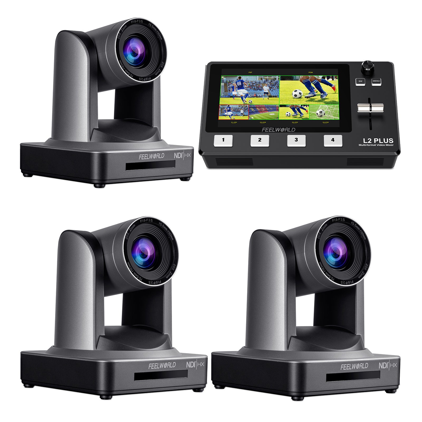 Feelworld L2 PLUS NDI20X Kit Regia Video 3 Camere NDI