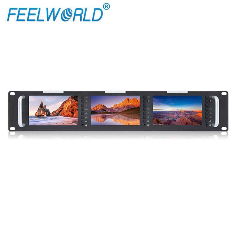 Feelworld T51 Plus monitor rack 2RU triplo 5,5" SDI HDMI