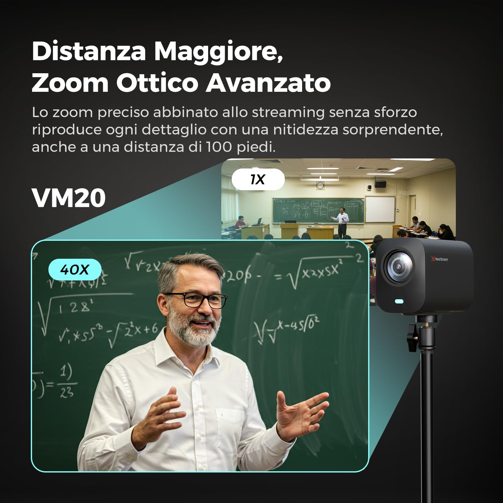 NearStream VM20 Telecamera Streaming 4K Zoom Ibrido 40x
