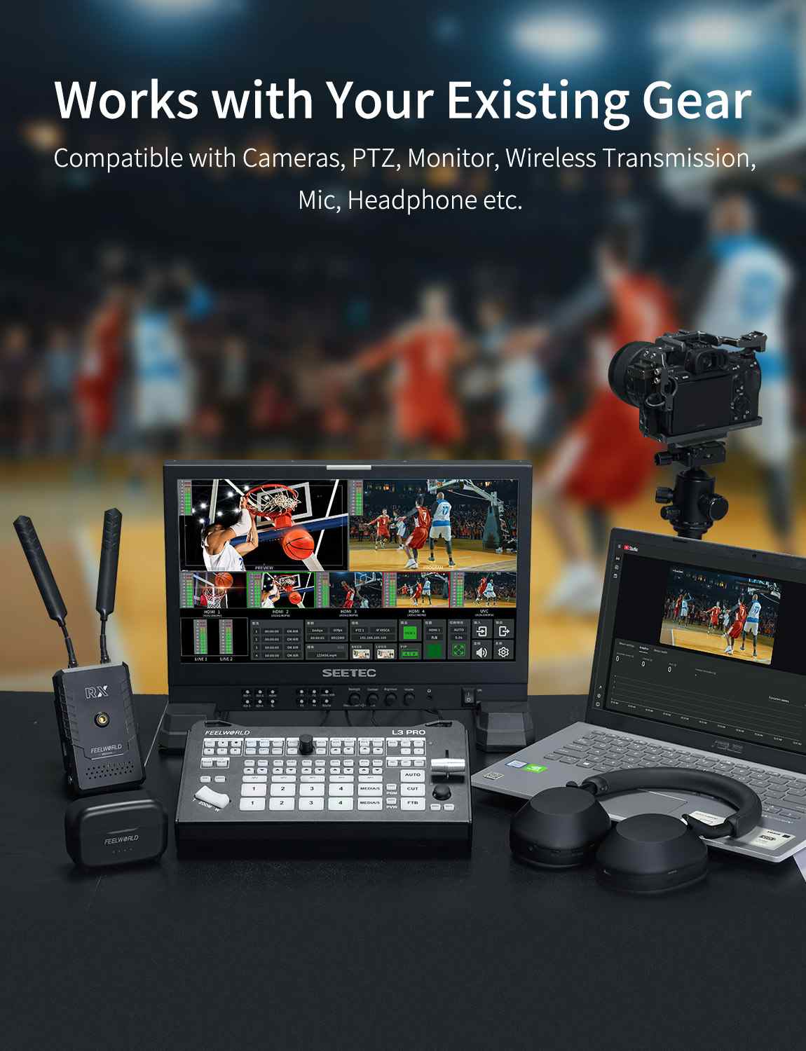 Feelworld L3 PRO Switcher Video 4 HDMI 4 SDI per Streaming