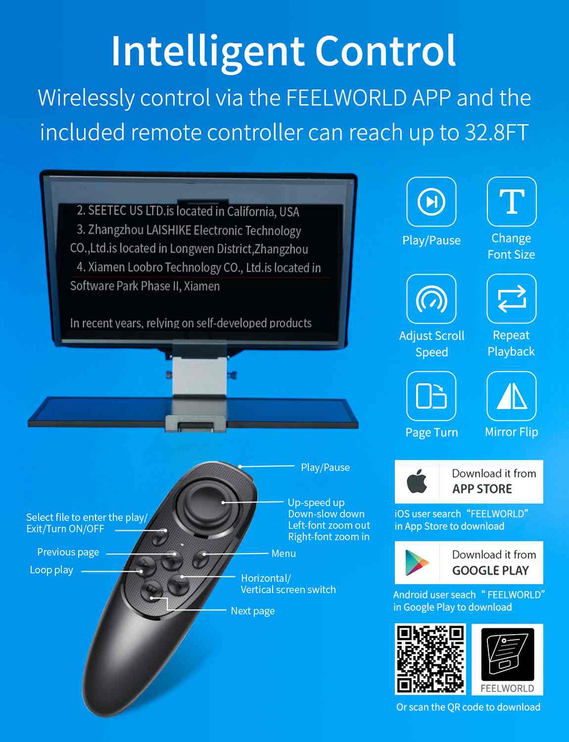 Feelworld TP21 Teleprompter 21 pollici Bluetooth con telecomando