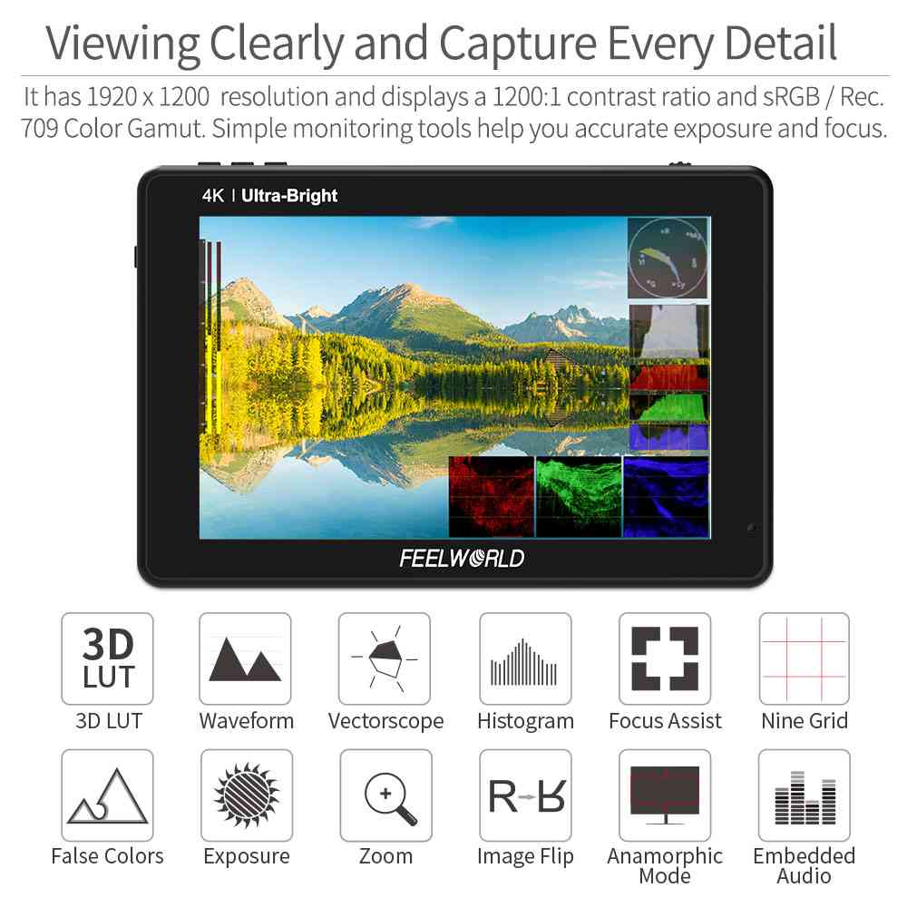 Feelworld LUT7 Pro monitor camera 7" 2200nit touch HDMI