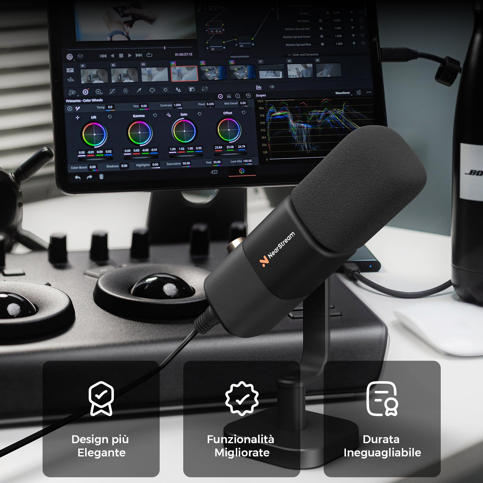 NearStream Microphone microfono dinamico USB XLR supercardioide