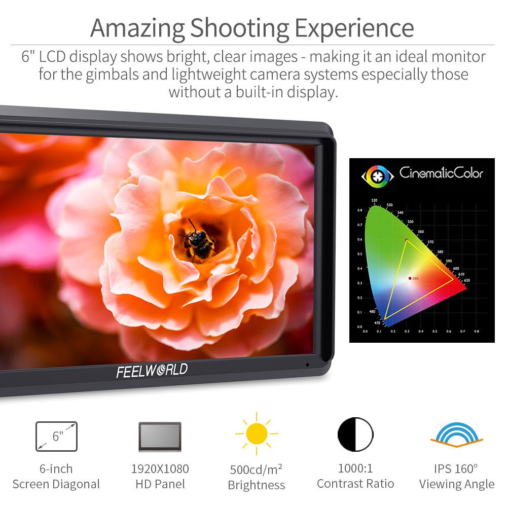 Feelworld S55 V3 6" Monitor Camera HDMI 4K 3D LUT 450nit