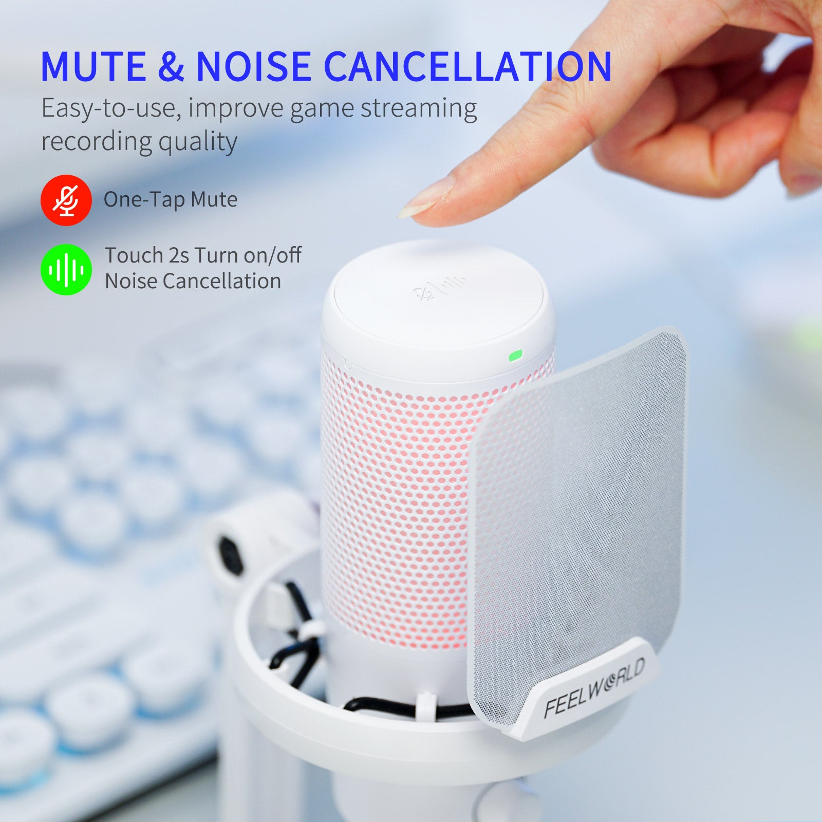 Feelworld VM1 Microfono USB a Condensatore Bianco da Tavolo