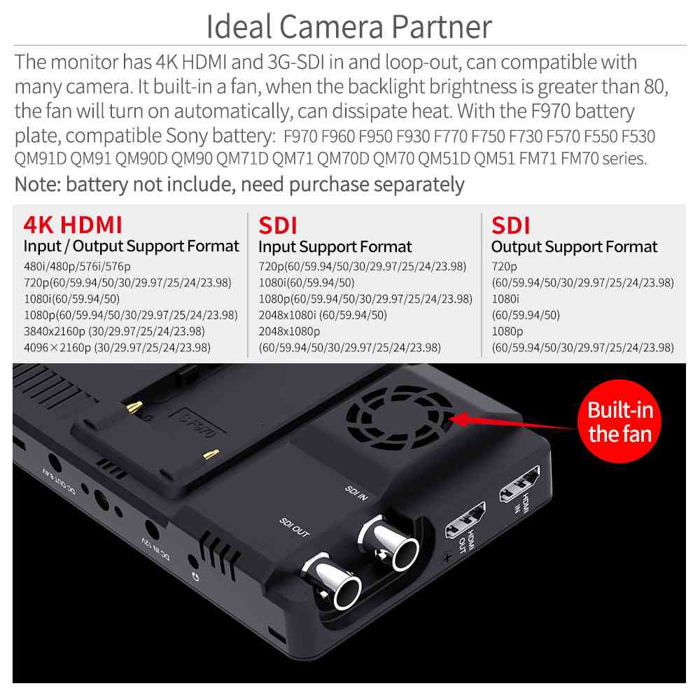 Feelworld LUT6S Monitor Camera 6" 2600nit Touch SDI HDMI 4K