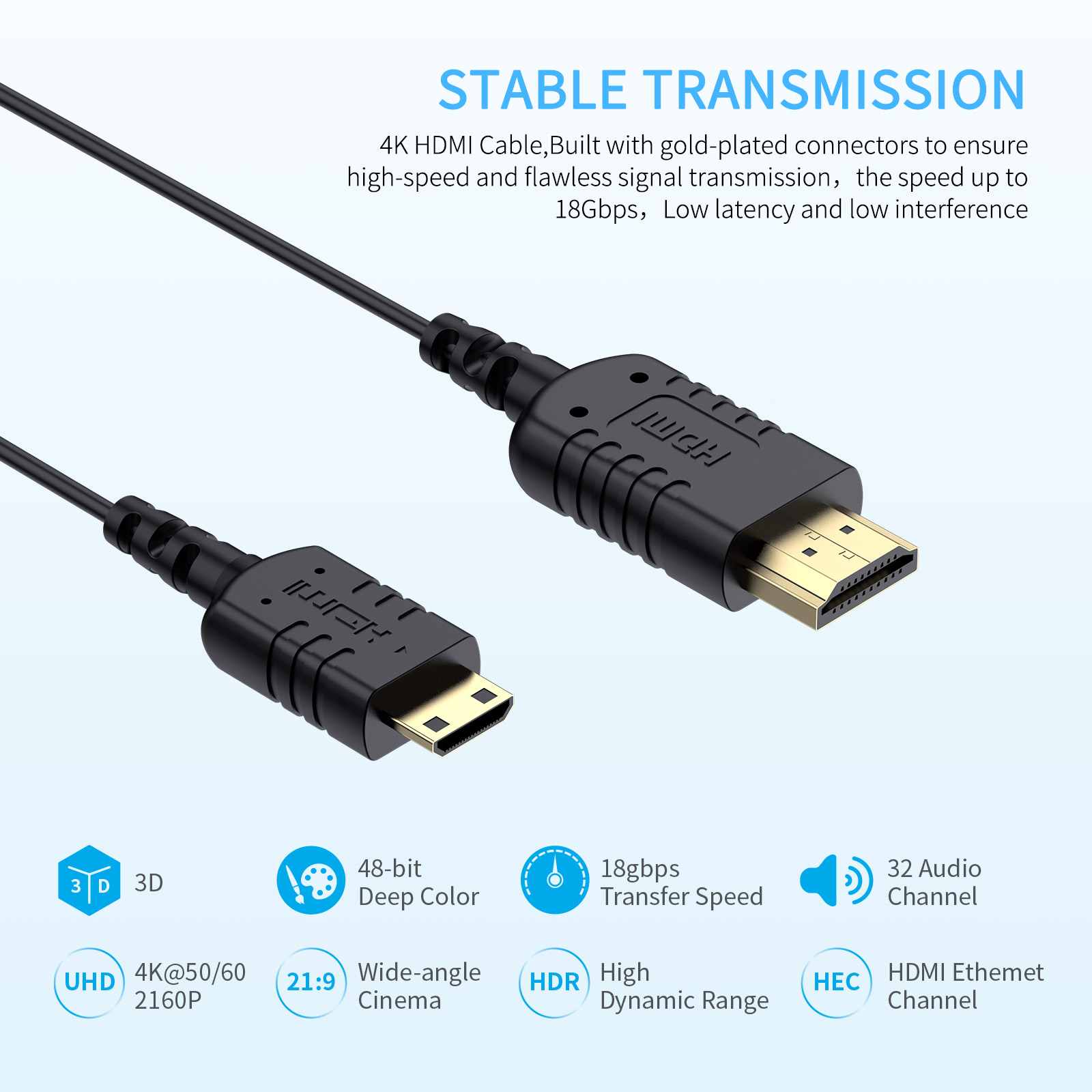 Feelworld cavo Mini HDMI-HDMI 4K 60Hz sottile 0,9m
