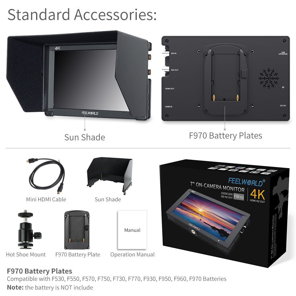 Feelworld FW703 Monitor da campo 7" SDI HDMI 450nit