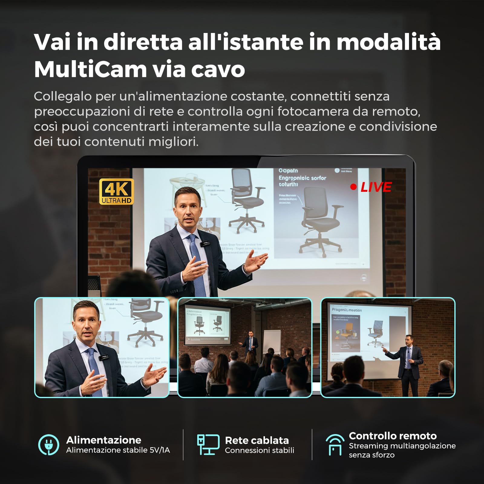 NearStream VM20 Telecamera Streaming 4K Zoom Ibrido 40x