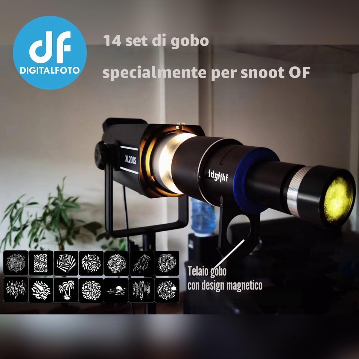 DigitalFoto Light set 14 gobo acciaio per snoot Bowens 50x50 mm