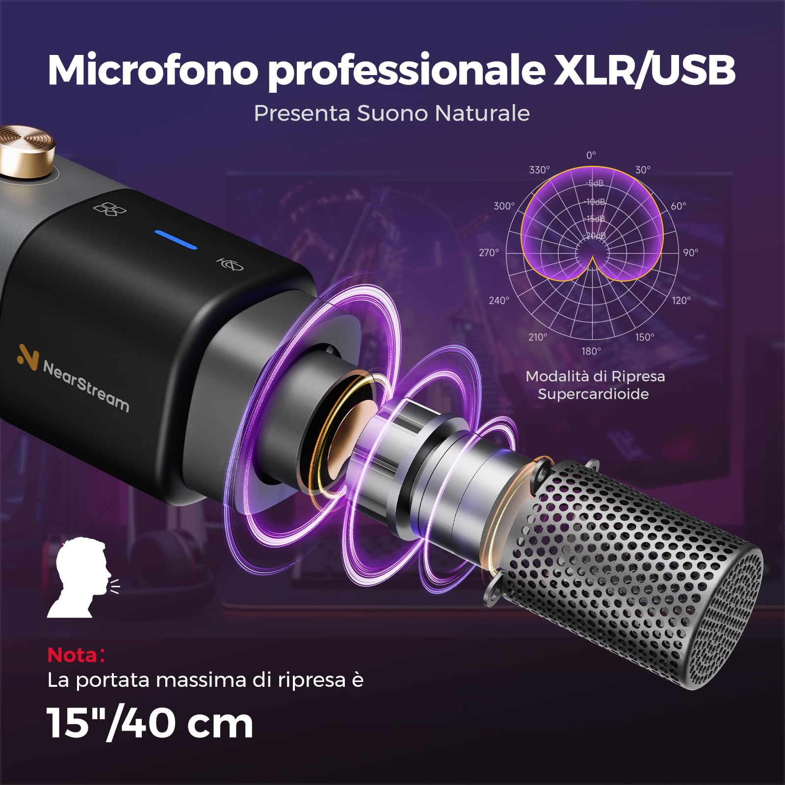 NearStream AM20X microfono USB/XLR condensatore supercardioide
