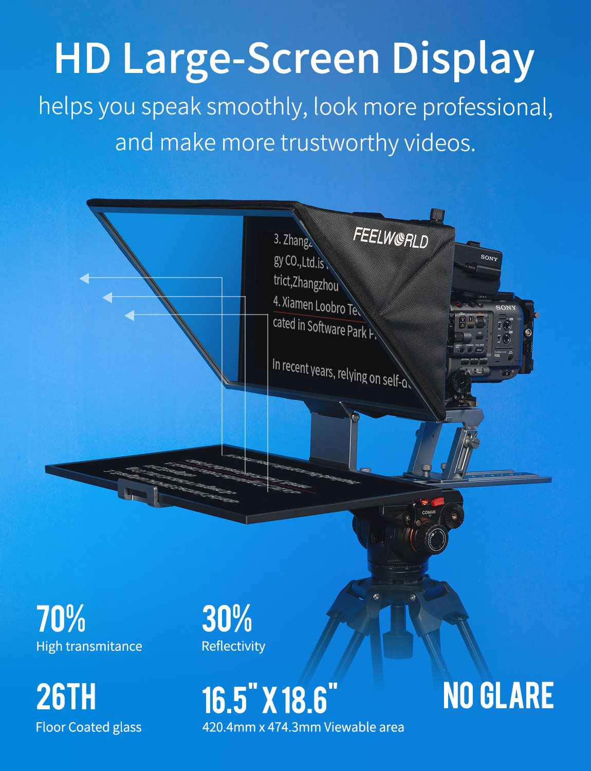 Feelworld TP21 Teleprompter 21 pollici Bluetooth con telecomando