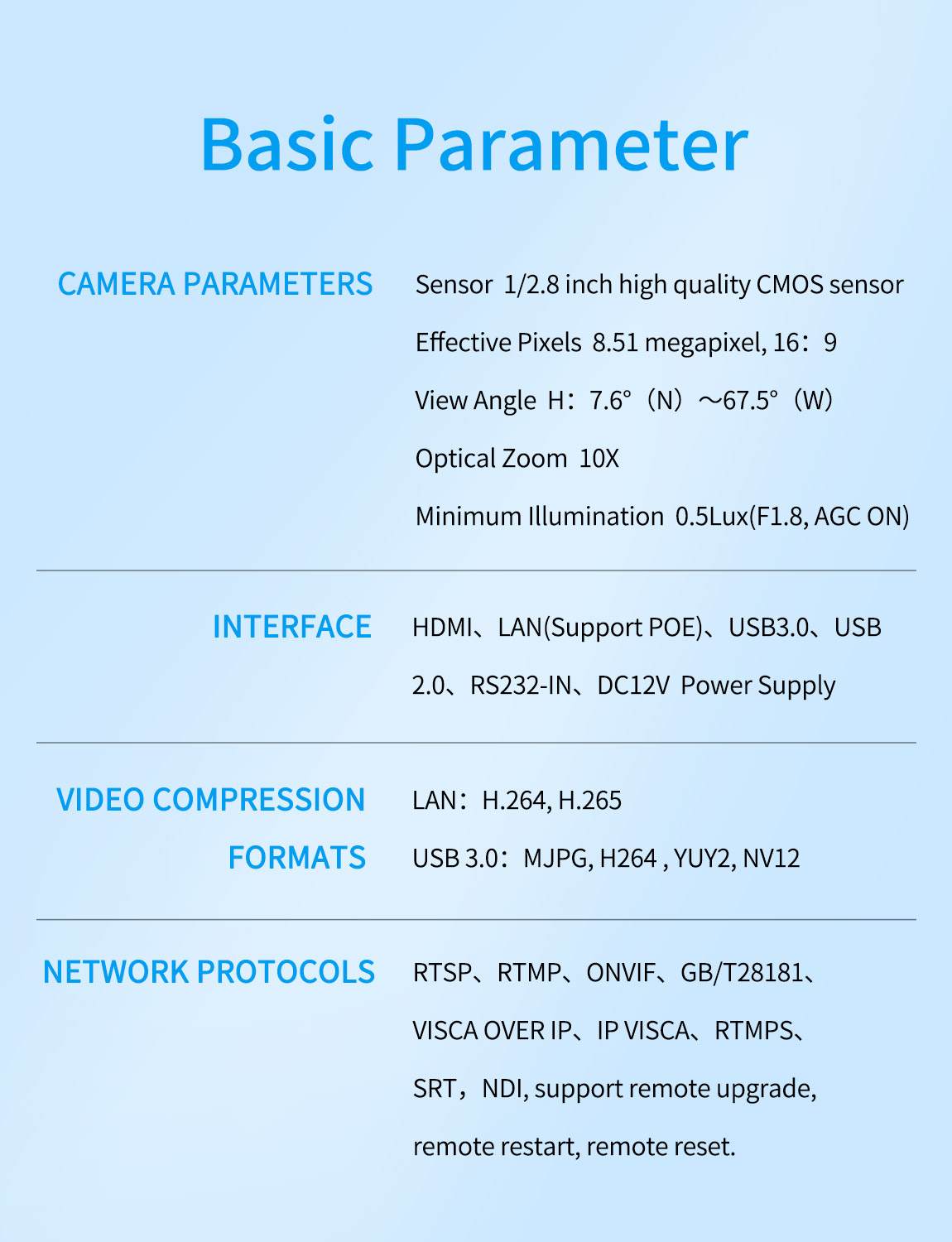 Feelworld NDI10X telecamera PTZ 4K zoom 10X tracking AI