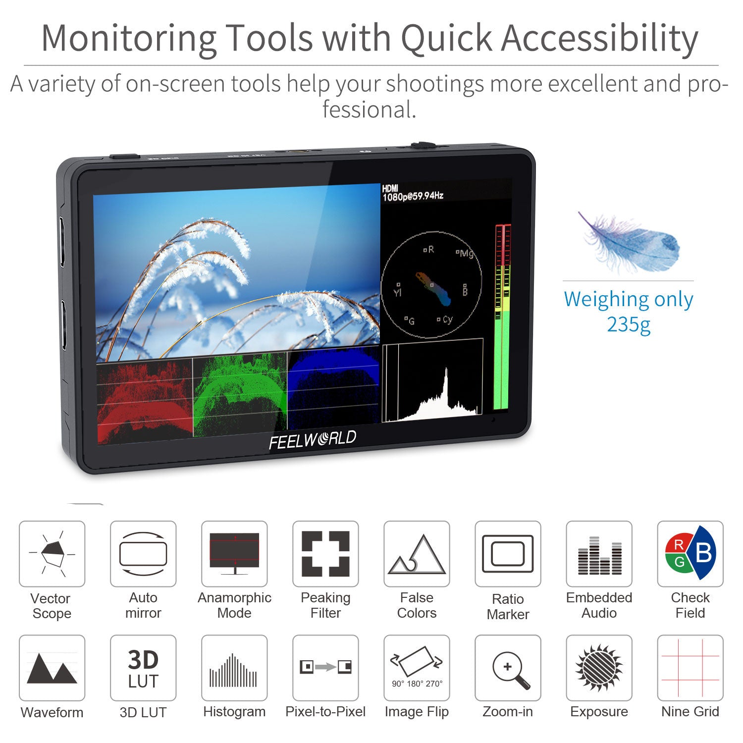 Feelworld F6 Plus 6" Monitor Field Touch 4K HDMI LUT